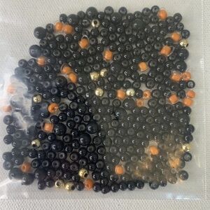 Black & Orange Round Glass Seed Beads Lot Halloween Colors Crafting 35 Grams